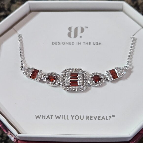 Bomb Party RBP8583 "Inner Radiance" Garnet Cubic Zirconia January Necklace - Picture 1 of 4